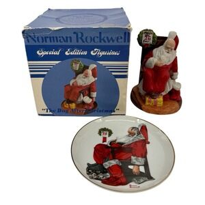 Norman Rockwell Santa‎ "The Day After Christmas" Collectible Figurine & Plate